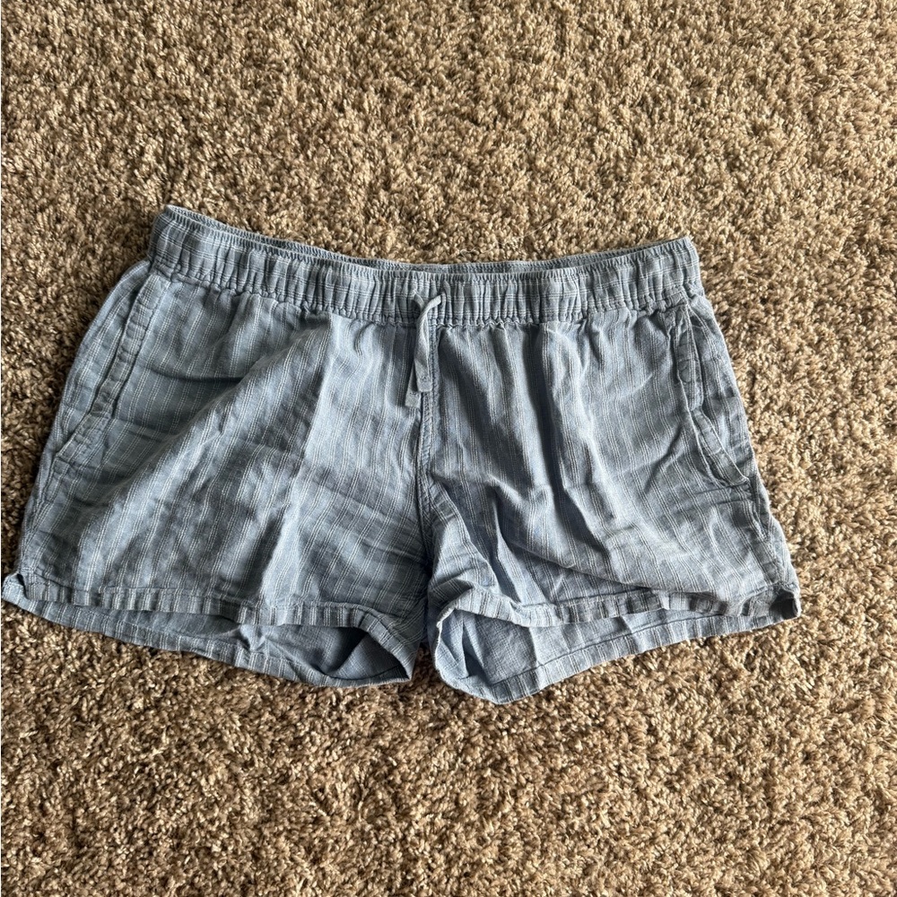 Patagonia High Waist Light Blue Striped Shorts